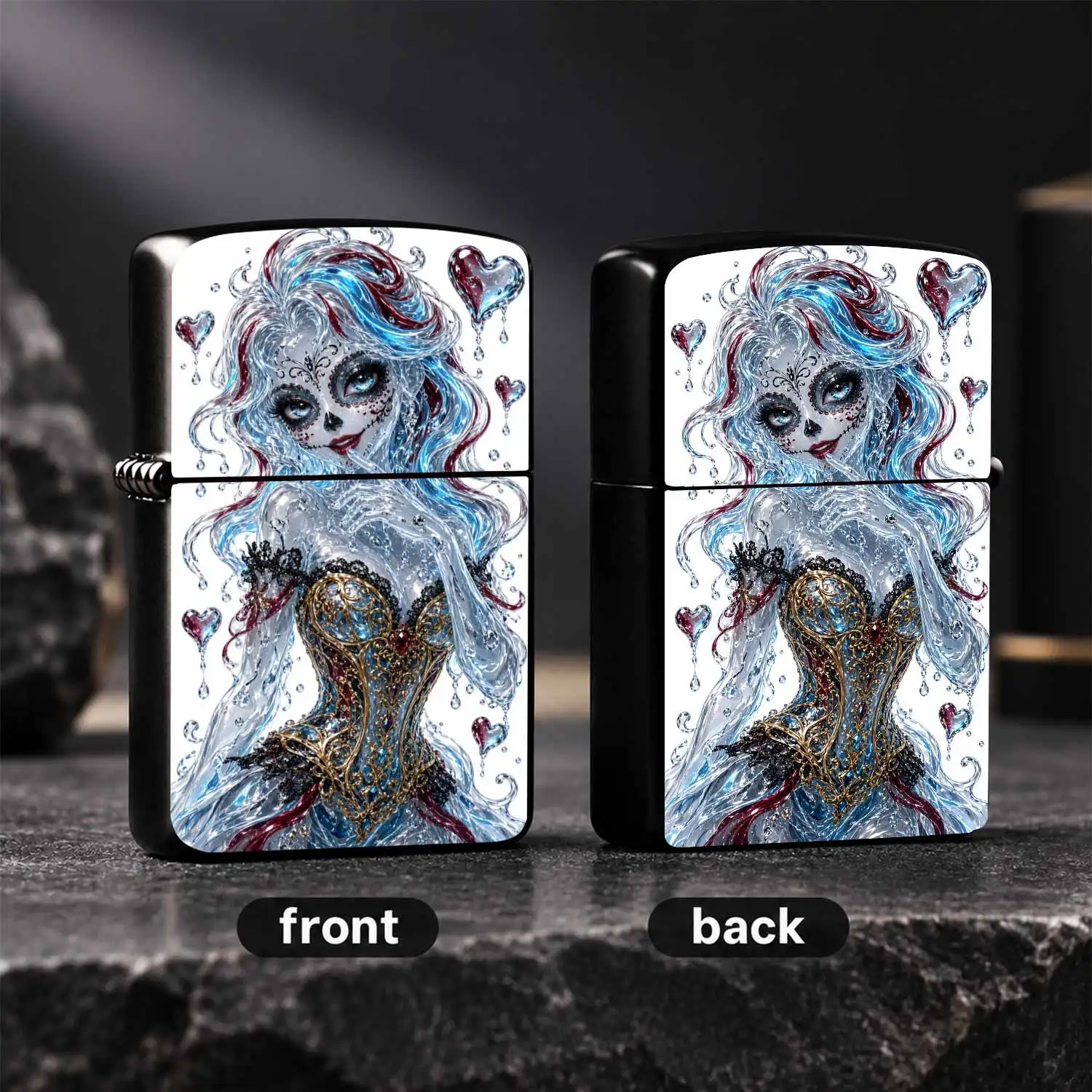 Exquisite Art Style Sugar Skull WaterLady Decorative Lighter, Unique Aesthetic Portable Pocket Accessory, Ideal For Daily Scenes, Thoughtful Novel Present For Art Lovers And Friends A Humorous And Interesting Lighter