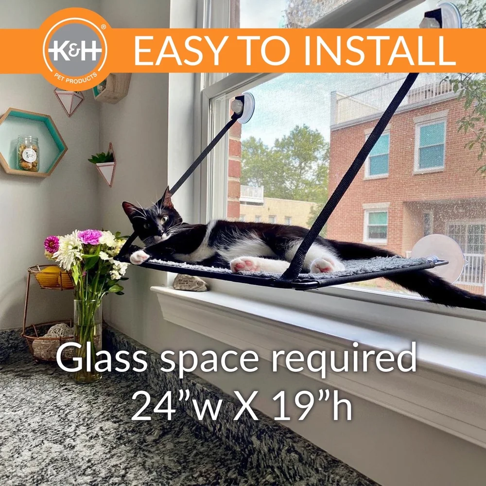 EZ Mount Window Letto per gatti Perca a livello singolo Ventosa 12x23 pollici Amaca per gatti durevole Mobili pieghevoli per animali domestici