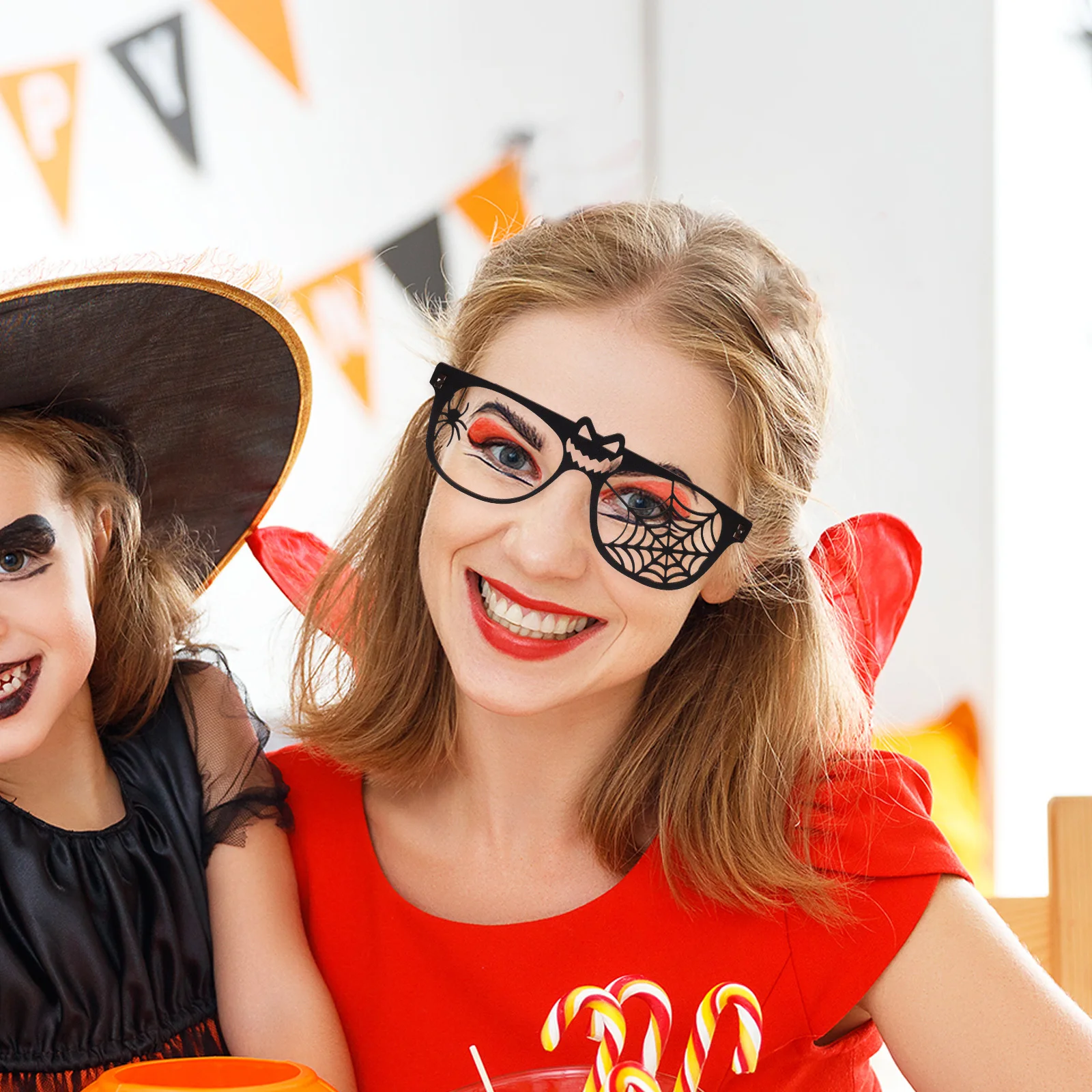 

4Pcs Halloween Eyeglasses Frames Lightweight Halloween Themed Party Photo Props Costume Glasses Costume Glasses