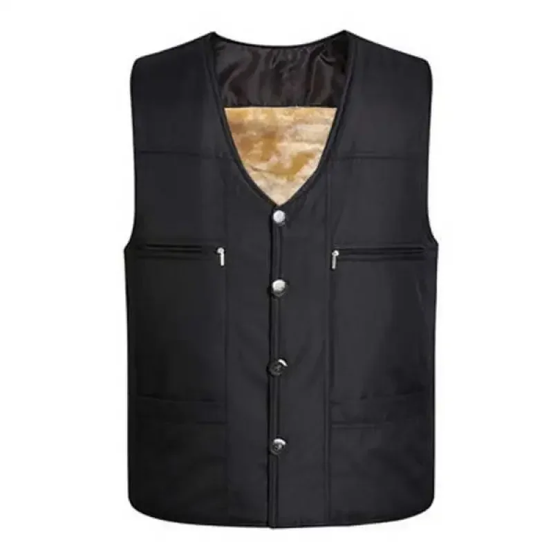 

2023 Men's Black Fleece Vest Winter Sleeveless Outerwear Warm Fleece Liner Vests Plus Size 2Xl 3Xl 4Xl Soft Warm Brand Hot Sale