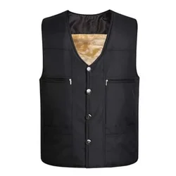 2023 Men's Black Fleece Vest Winter Sleeveless Outerwear Warm Fleece Liner Vests Plus Size 2Xl 3Xl 4Xl Soft Warm Brand Hot Sale