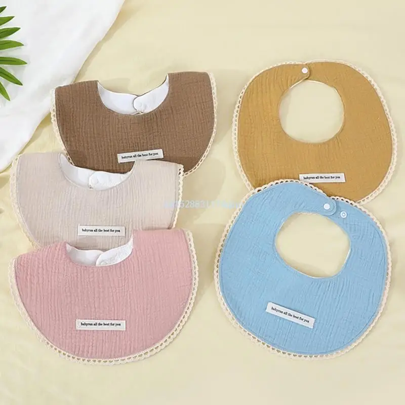 Adjustable Cotton Baby Bib Bandana Drools Bib 360 Rotation Newborn Burp Cloth 5pcs for Teething Infants & Toddlers Dropship