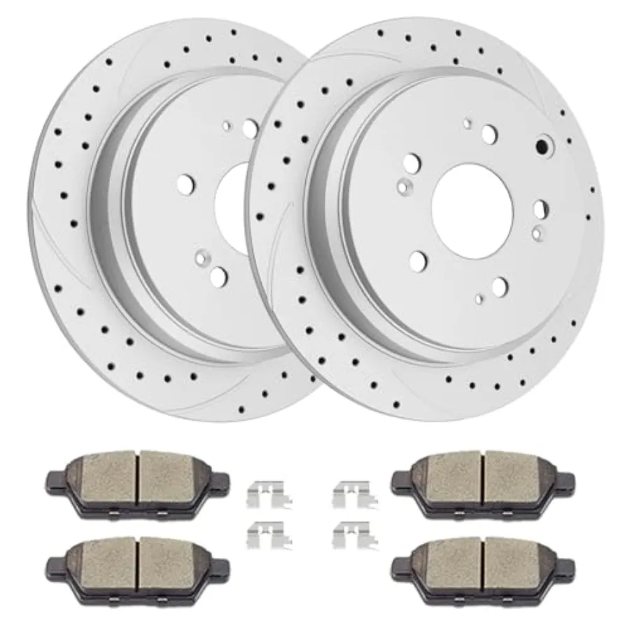 

Замена заднего тормозного комплекта для Honda Odyssey 2005-2010, роторы с просверленными и прорезями, керамические тормозные колодки черного цвета с высоким разрешением