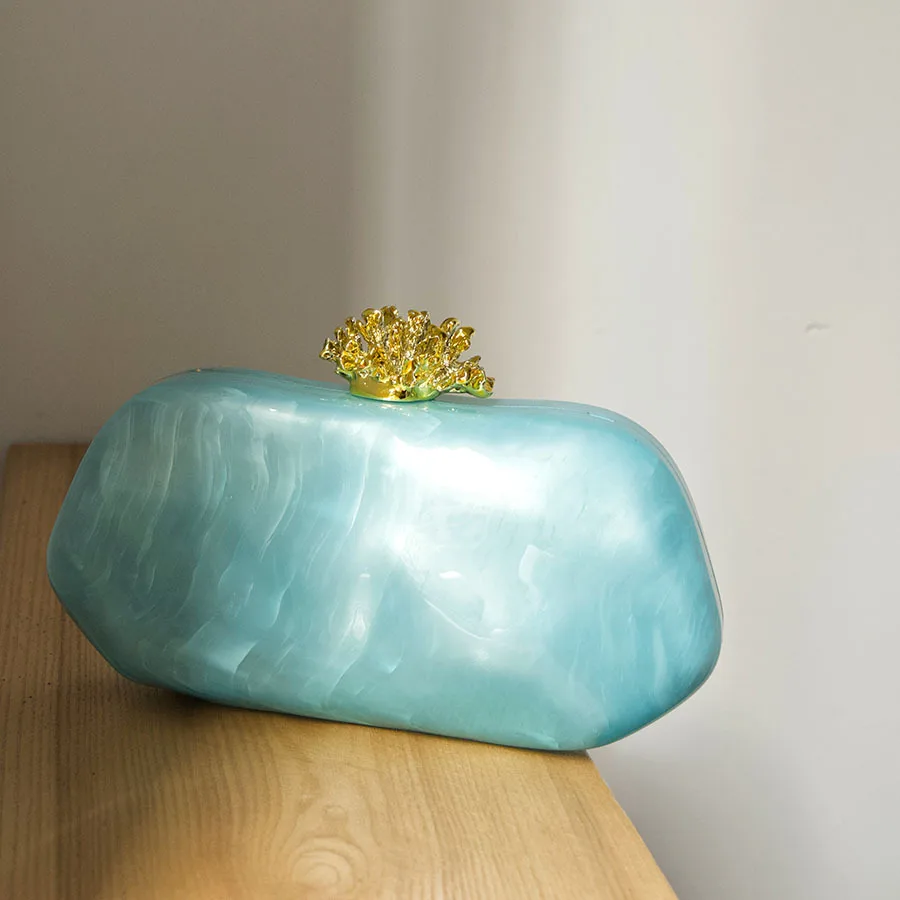 Irregular oval dinner bag gilt coral lock exquisite gorgeous texture warm gentle temperament dress bag