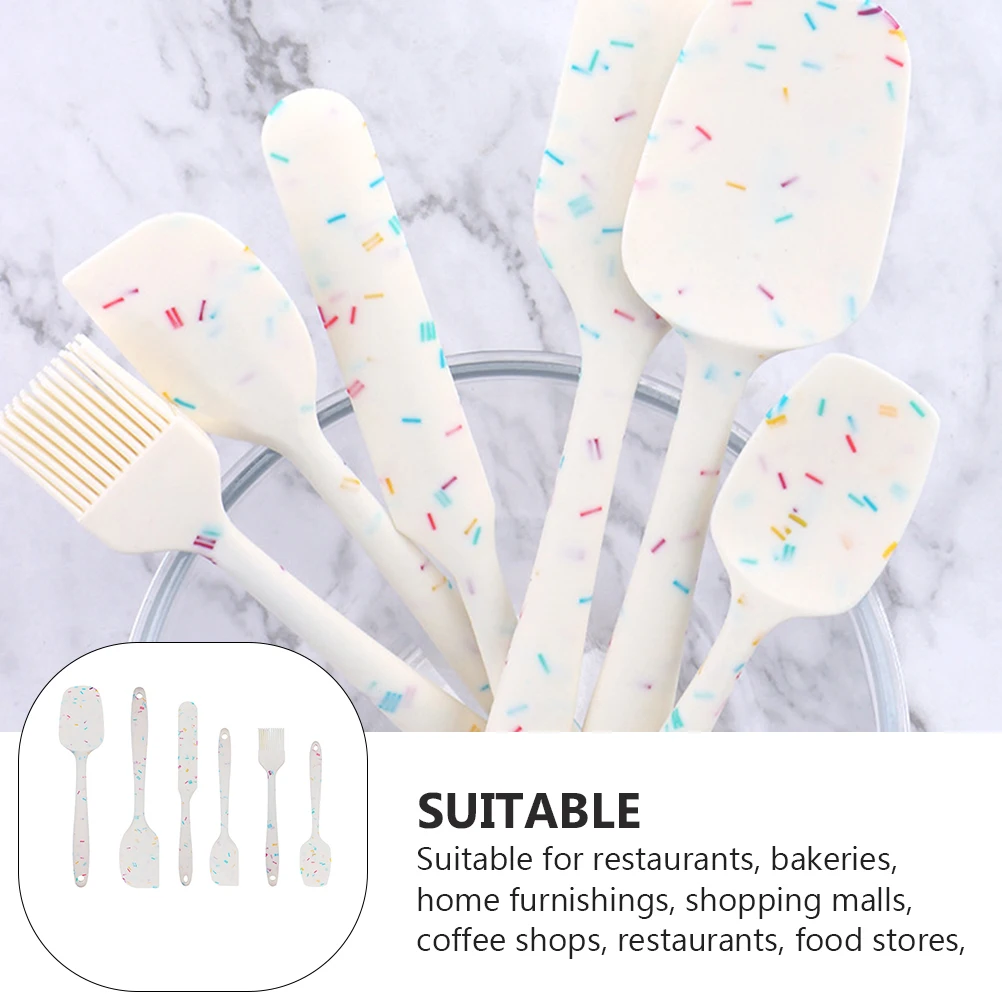 

6 Pcs Cooking Utensils Silicone Spatula Set Bread Nonstick Silica Gel Kitchen Tool