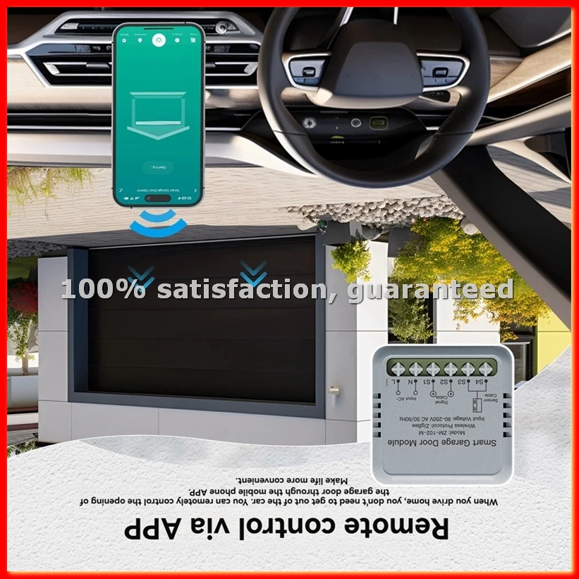 Tuya Zigbee Garage Door Controller Module Opener Smart Life APP Remote Control Works for EU Plug-BCBW