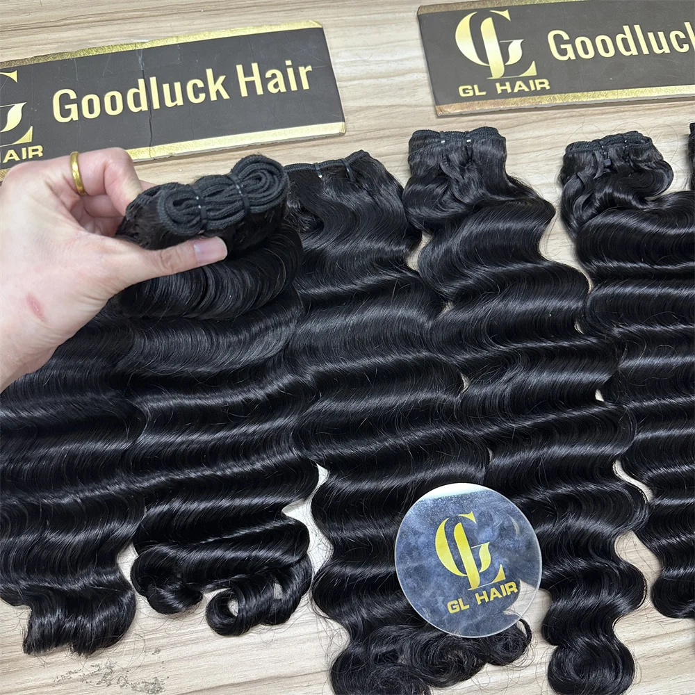 Loose Deep Wave Double Weft Human Hair Extensions 100% Remy Deep Wave Hair Bundles Wet And Wavy Human Hair Bundles 3/4 Pcs