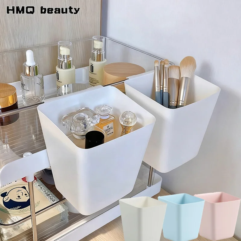 2/1pc Hanging Storage Bucket Cart Kitchen Living Room Household Junk Organizer Beauty Salon Trash Can Suspension Basket for Home