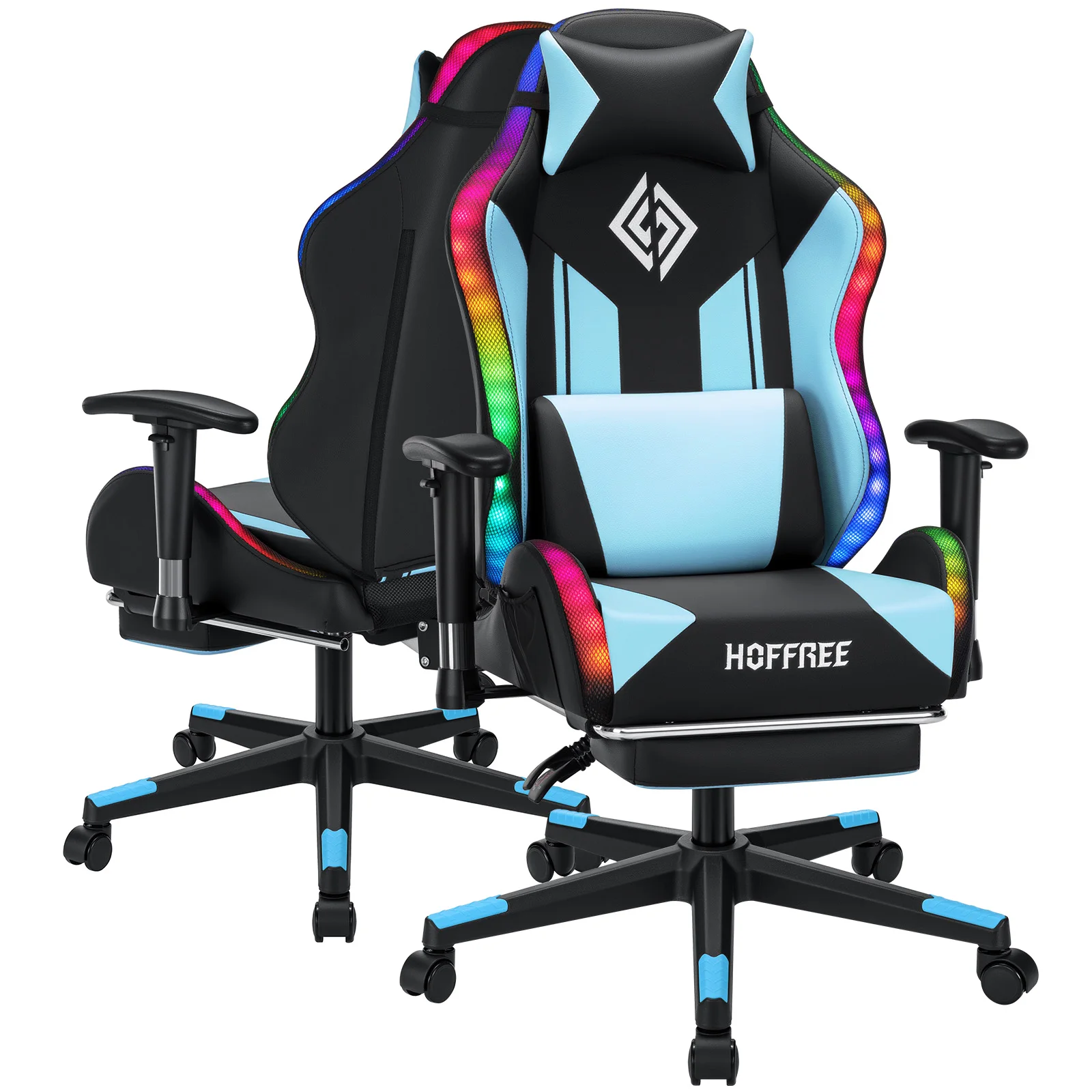 Silla Gamer LED con Capacidad de Carga de 250 Libras para Niños de 8 a 15 Años, Silla Gamer Ajustable con Iluminación LED, Reposapiés y Soporte Lumbar