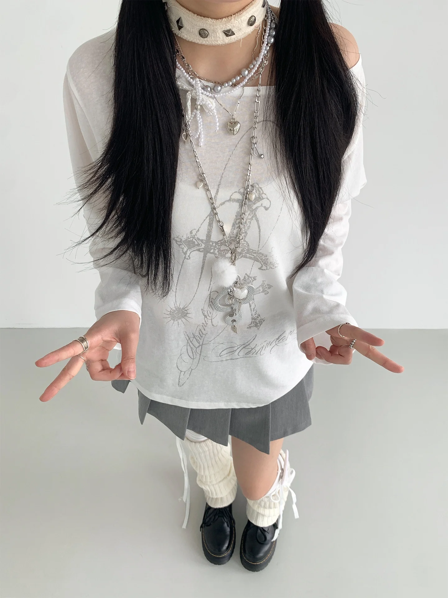 

Оригинальный прозрачный топ Atrandom с длинным рукавом для защиты от солнца, свободный крой, хлопок/полиэстер...