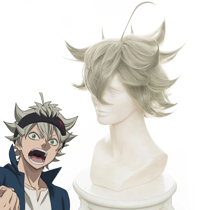 Black Clover Cosplay Anime Asta Gridelin Wig Pendek Aksesoris Cosplay Kostum Cosplay Tahan Panas Wig + Topi Wig