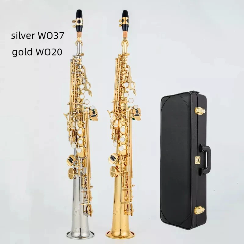 

Made in Japan Soprano Saxophone WO37 W020, Silvering Gold Key sax With Case