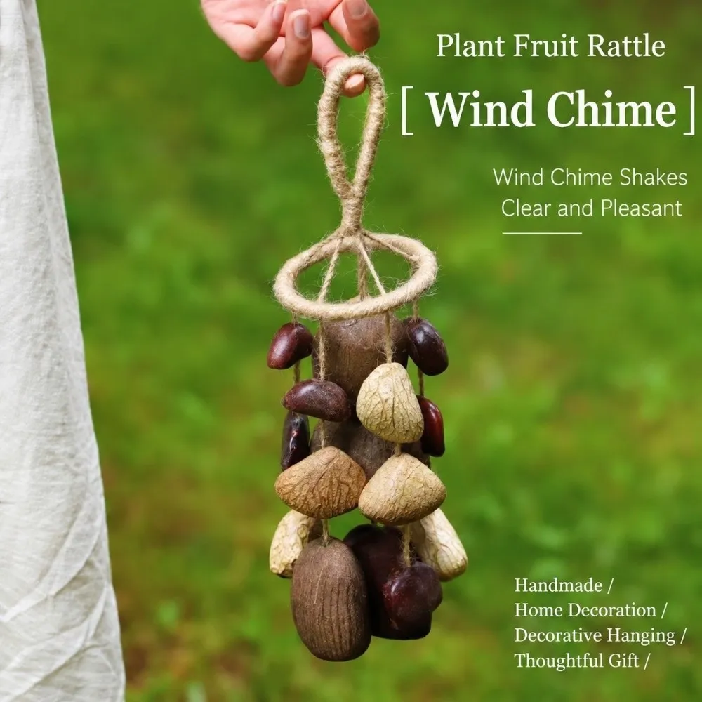 Creative Sound Heal Natural Fruit Shell Keychain Bohemian Style Handmade Hand-Cranked Wind Chime DIY Bag Pendant Home Decor