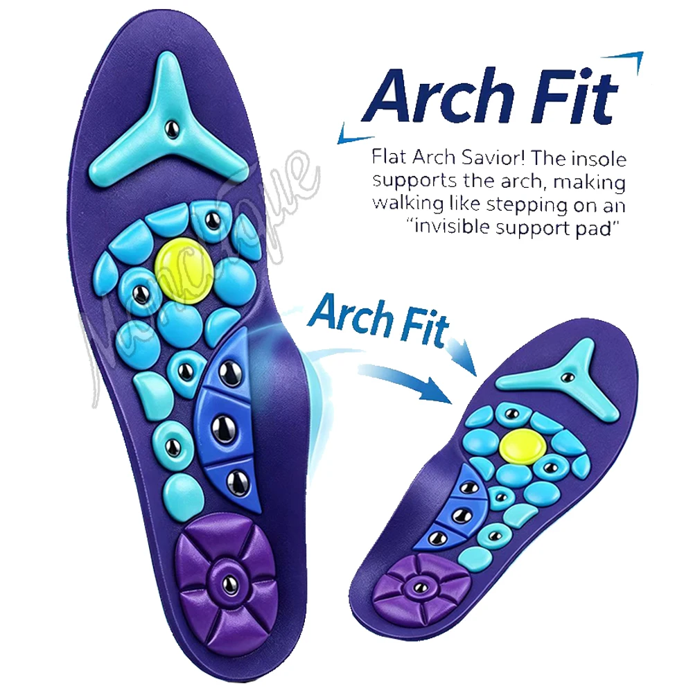 New Magnetic Therapy Massage Insole Arch Support Pad Acupoint Massage EVA Orthopedic Insole Relax Plantar Muscle Shoes Attached