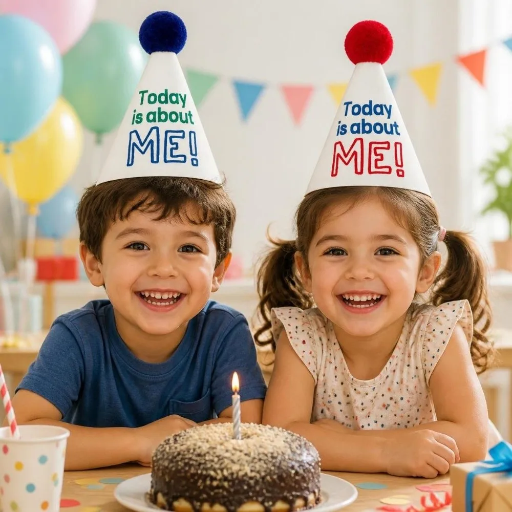 Funny Hand-Drawn Birthday Hat Non-Woven Fabric Sweet Graffiti Birthday Hat Princess Birthday Hat Birthday Party