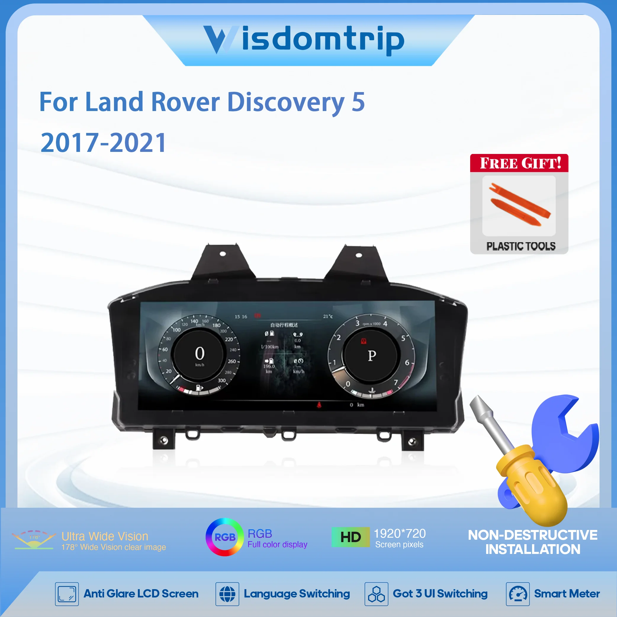 

For Land Rover Discovery 5 2017- 2021 Car Digital Cluster upgrade multi-function LCD Dashboard Player Cockpit Virtual Instrument