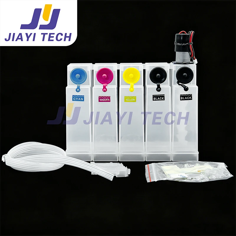 External ink cartridge with mixing, 5-color continuous ink supply bottle, complete set with 3M adhesive included