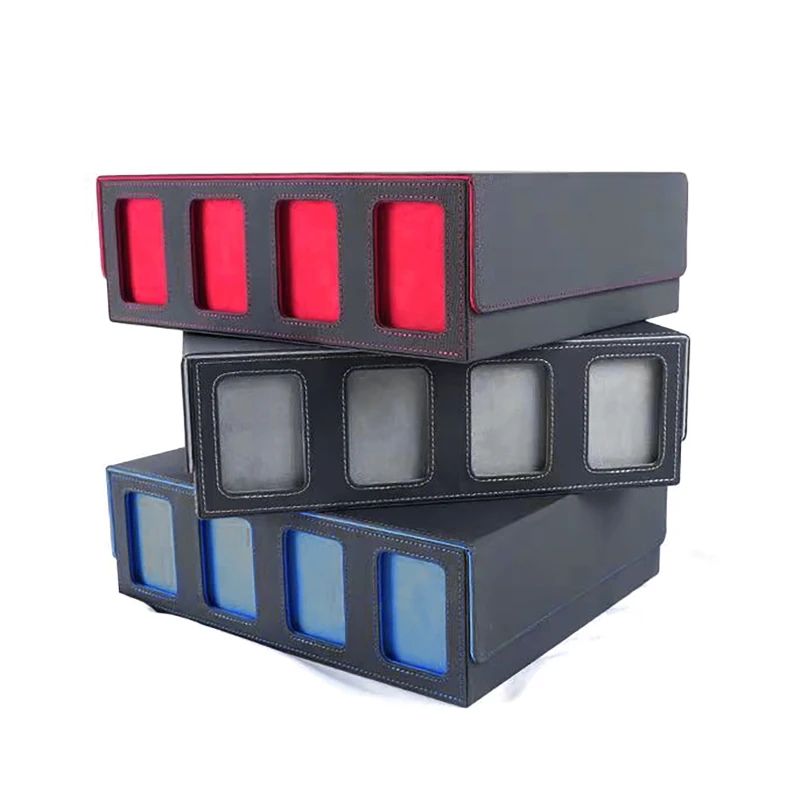 Magnetic Trading Card Storage Box for 3900+ Cards with Display Windows, Game Card Storage Box with Card Supporters&Divider