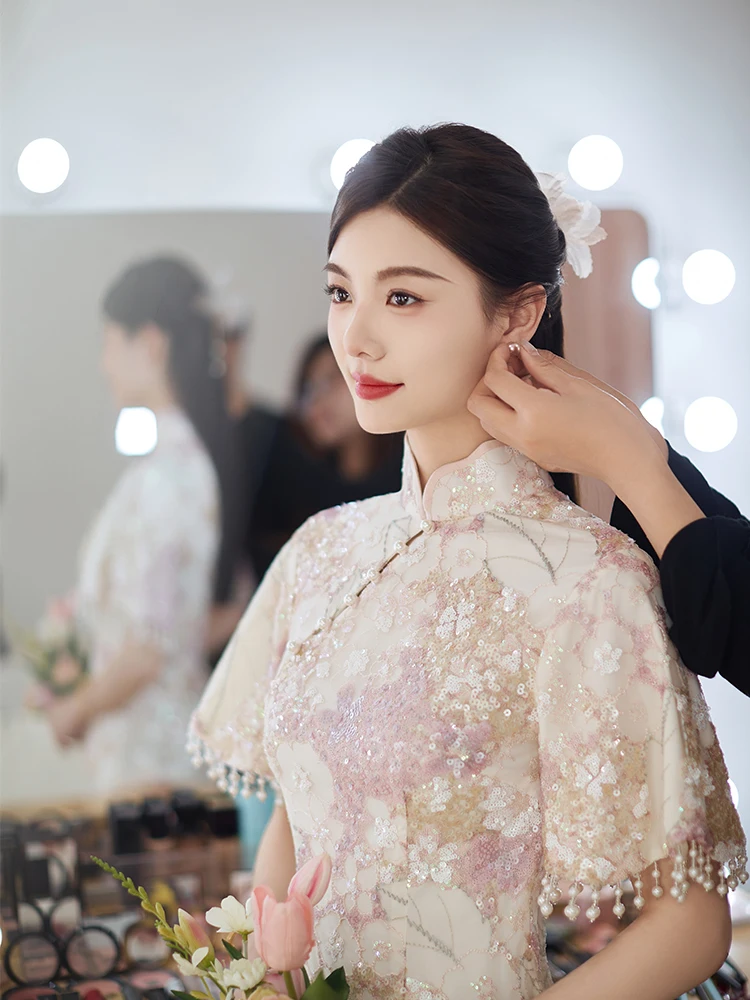 

Новое китайское платье для женщин: летнее, для свадьбы, помолвки, торжественного ужина, церемонии, повседневной носки