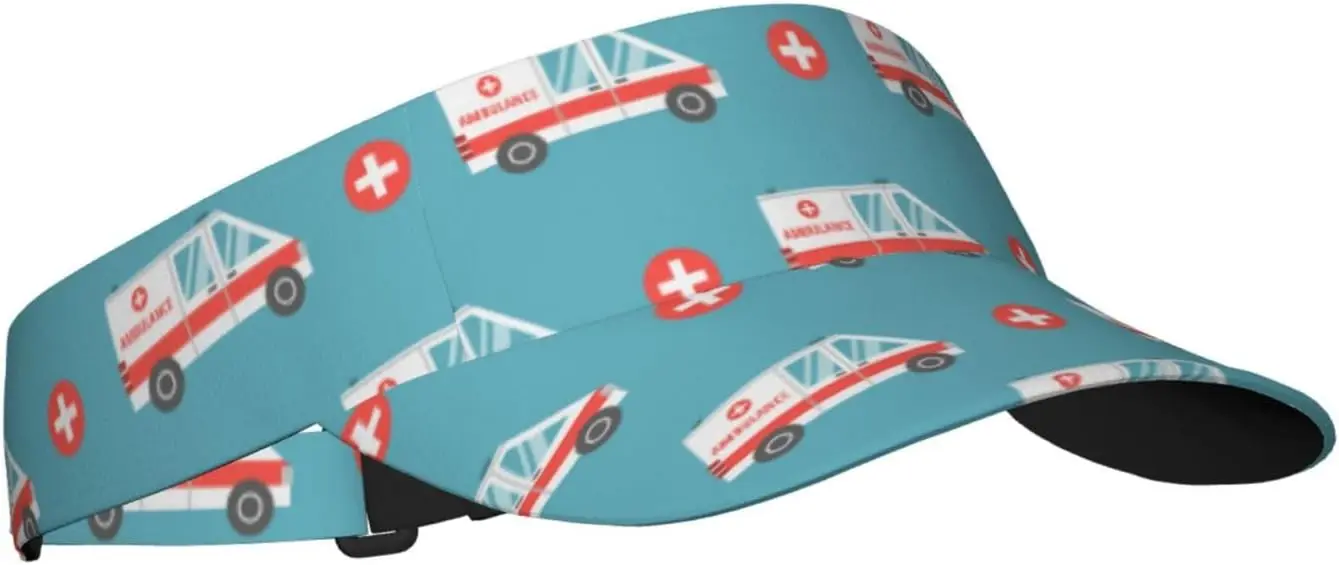 Sport Sun Visor Hat Medical Ambulance Pattern Empty Top Sun hat Cap for Outdoor Travel