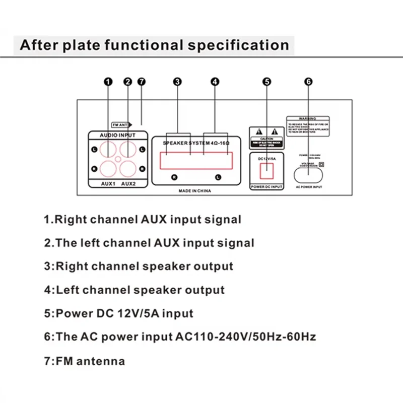 

AK55 110-240V Car Amplifier 900W Max Power 2.0 Channel Rated 70W+70W Bluetooth Audio Hifi AMP Music Player EU Plug-A65M