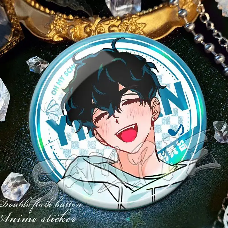 58MM Specjalna Odznaka Anime w Kształcie Okrągłym z Blachy Sua TILL IVAN Broszka Mizi Luka Przypinka Halloween Boże Narodzenie Dekoracja Prezent