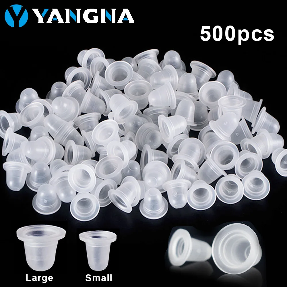 500pcs Disposable Tattoo Ink Cups Soft Silicone White Permanent Makeup Eyebrow Tattoo Pigment Container Caps Tattoo Accessories