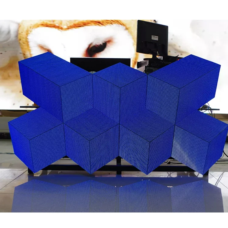 كشك DJ P4 مخصص بالألوان الكاملة مع شاشة عرض مكعبة بدقة 4K غير منتظمة للرسوم المتحركة والرسومات