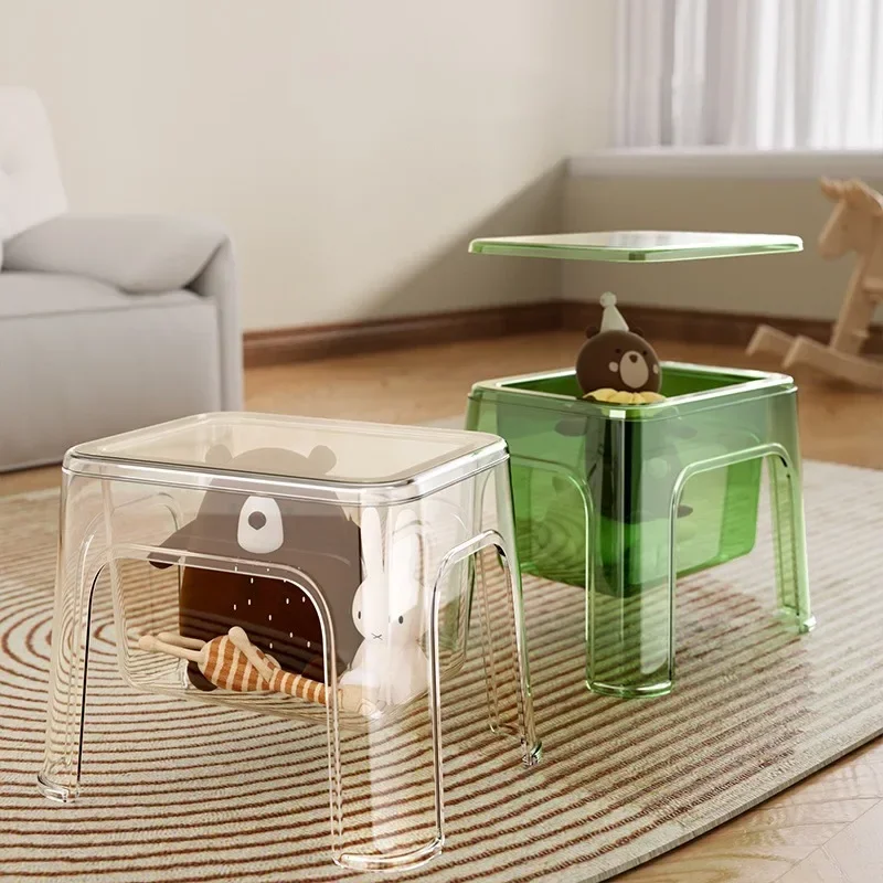

Simple Plastic Storage Bench Thickened PET Small Stool with Children's Toys Organizer Footrest Chair Entrance Home Decor Ottoman