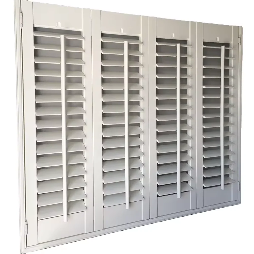 Wooden Color Sliding Door Adjustable Louver Plantation Shutter Blinds Shades Shutters for Window