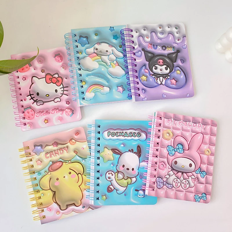 24Pcs Sanrio Notebook Anime Hello Kitty Student Stationery Coil Book Diary Mini Notepad Office School Supplies Kids Gifts