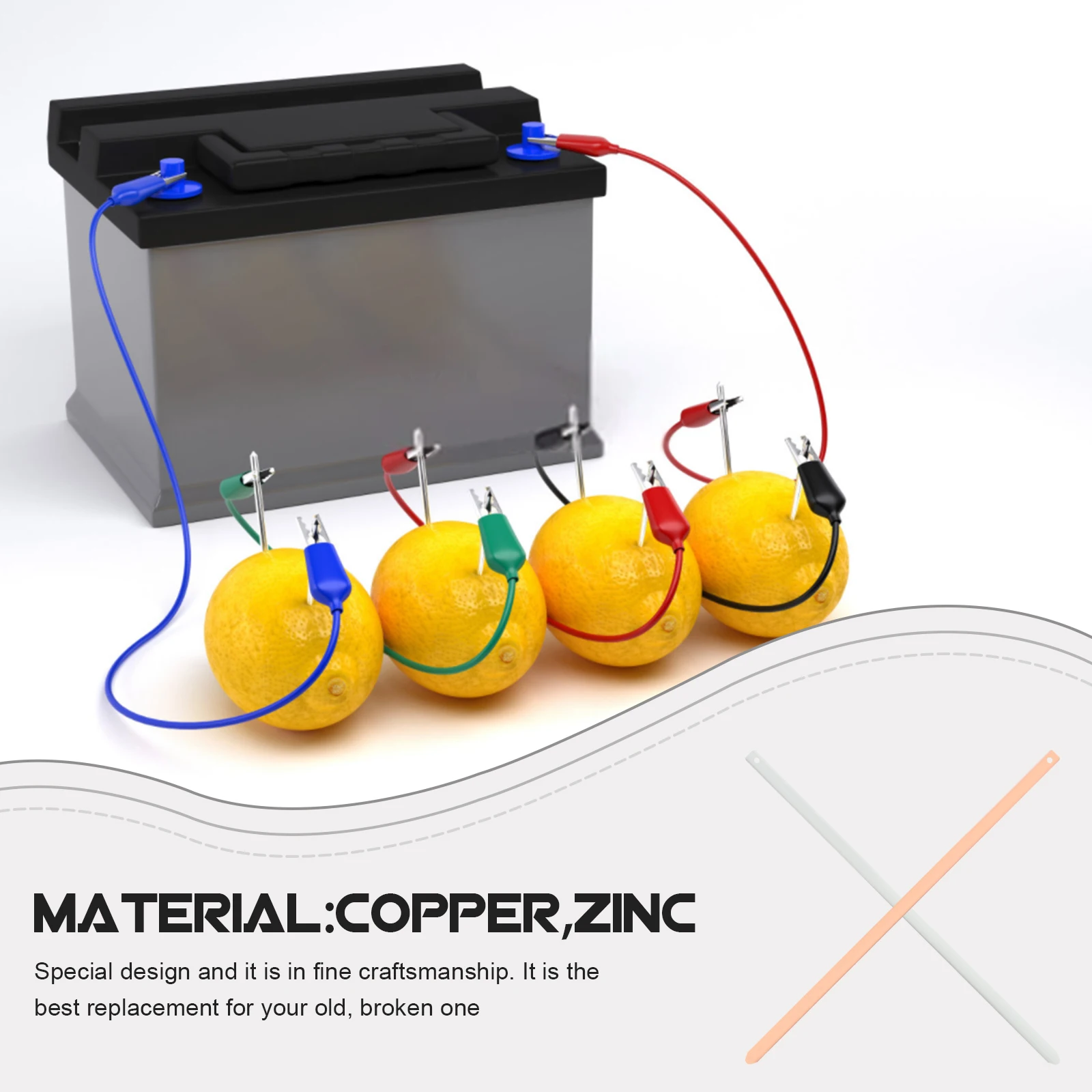 

Zinc Plate Copper Experiment Materials 5 Pairs Electrode Strips DIY Fruit Science Kits Teaching Accessories