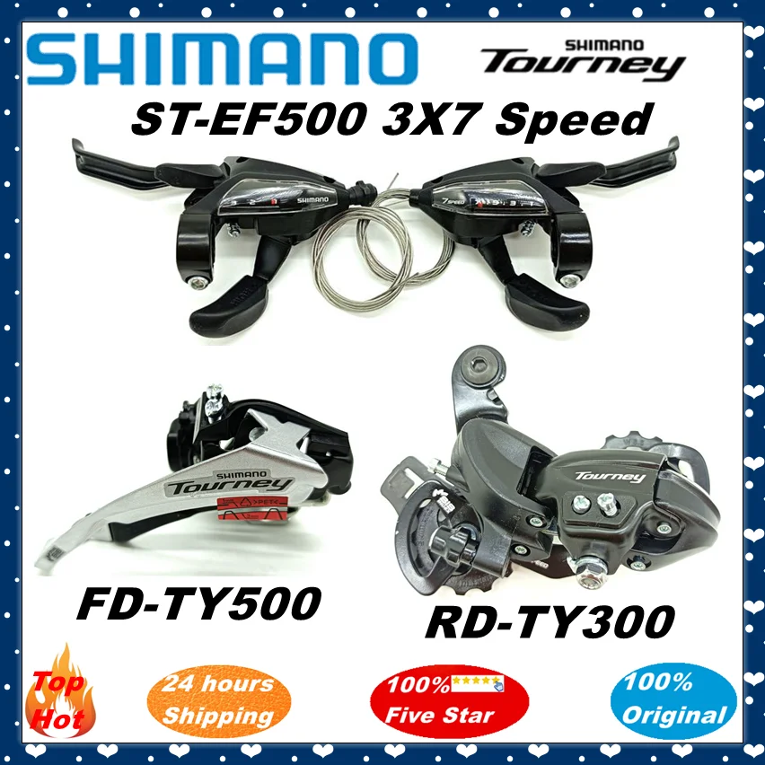 

Original Shimano 21 Speed Groupset RD-TY300 Rear Derailleur ST-EF500 3x7 Speed Shifter Brake Lever FD-TY500 Front Derailleur