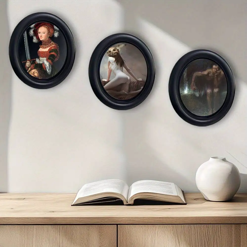 Gustave Dore Occult Divine Comedy Art Wooden Elliptical Photo Frame, Perfect for Home & Holiday Decoration, Great Gift Choice