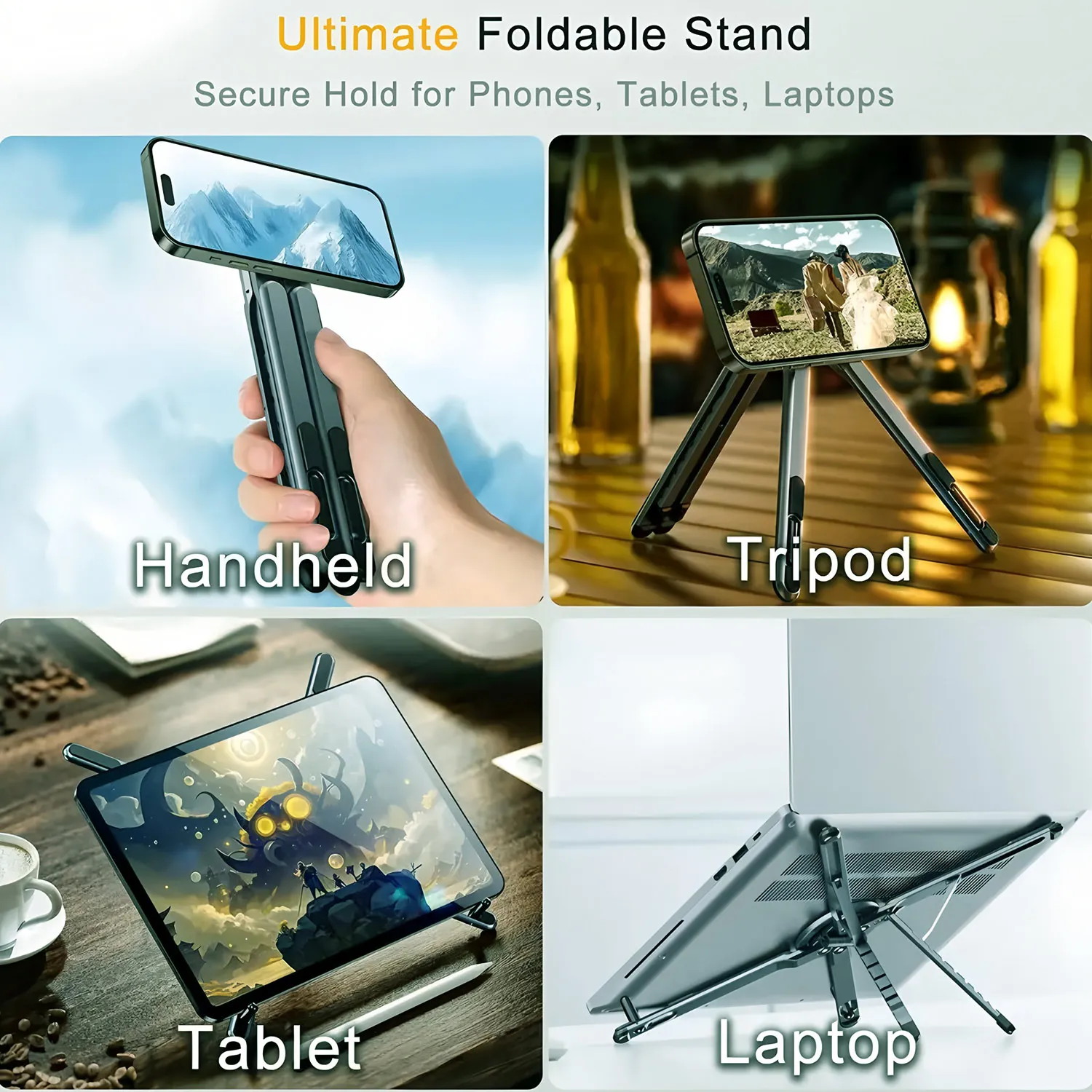 Foldable Magnetic Laptop Stand Aluminium Portable Adjustable Stand Heat Dissipation Holder for Smart Phone Tablet Notebook