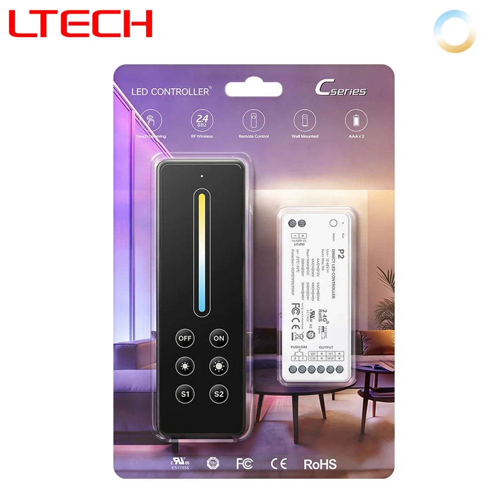 LTECH Single Color+CCT LED Controller Magnetic Holder Dimmer 2.4G RF Wireless Remote Control for 2835 COB PWM LED Strip Light