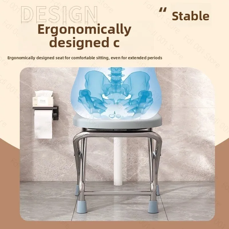 Stainless Steel Bathroom Squat Toilet Stool Foldable Toilet Chair for The Elderly and Pregnant Women Toilet