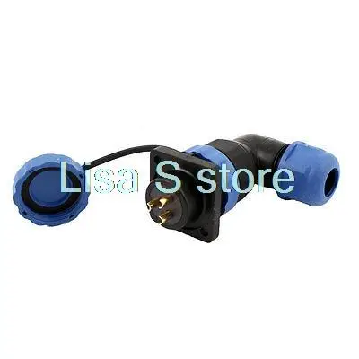SD20 3 Pin Square Elbow Waterproof Aviation Connector Plug Socket IP68
