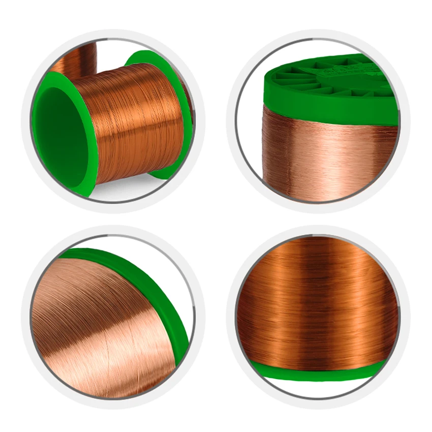 500G QA-1/155 Enameled Copper Winding Wire 0.05-1.0mm Multi-Specification Cable Magnet Wire Winding Wire Coil Red and Copper