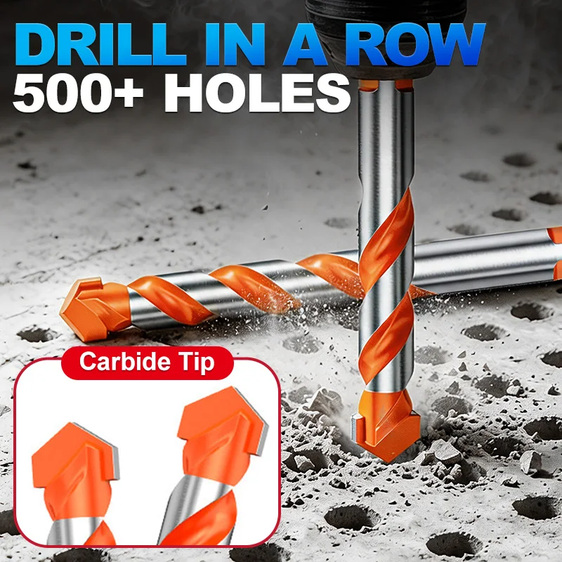 Triangle Drill Bit Eccentric Carbide Multi Material Triangle Drill Bit for Tile Glass Concrete Double Flute Anti Slip Shank