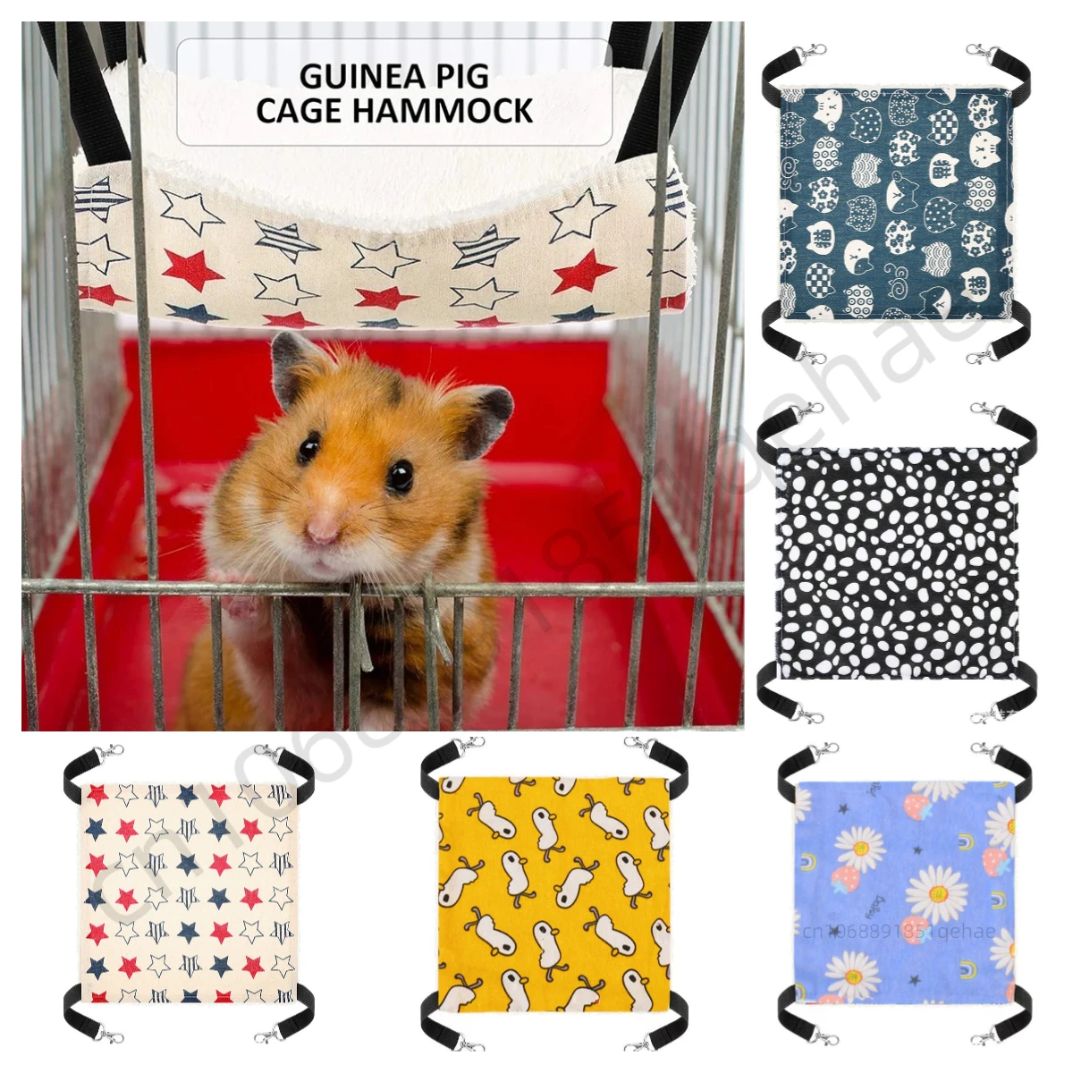 Hamster Hanging Hammock with Hook Double-Sided Pet Cage Hammock Hanging Bed Resting Sleepy Pad for Small Animals Pets