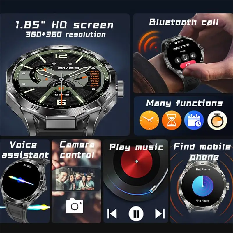 2024 New GPS Track Smart Watch Compass Men 1.85-Inch Ultra HD AMOLED Screen 710 Mah Battery Bluetooth Call SmartWatch For Xiaomi