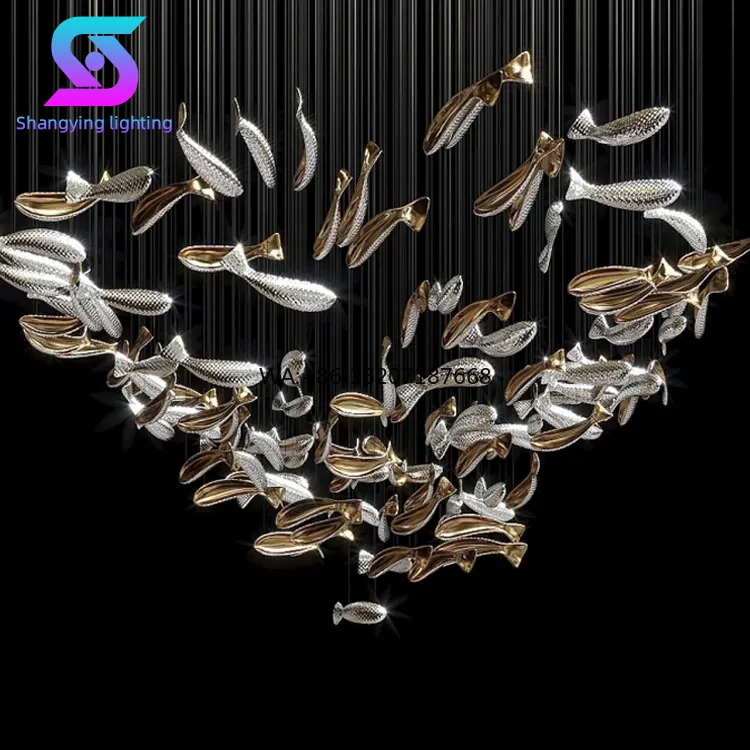 Custom Indoor Decoration LED Chandelier for Modern Luxury Hotels Villas Modern Living Room Big Size Iron Art Design Staircase