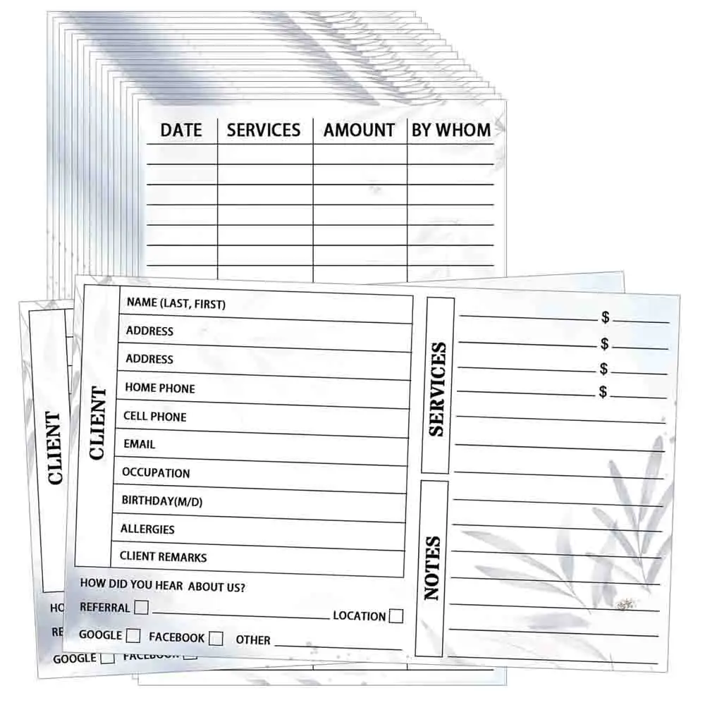 Customer Information Card Customer Client Contact Profile Record Cards Supplies 5x8Inch Stylist Binder Insert Cards 20Pcs