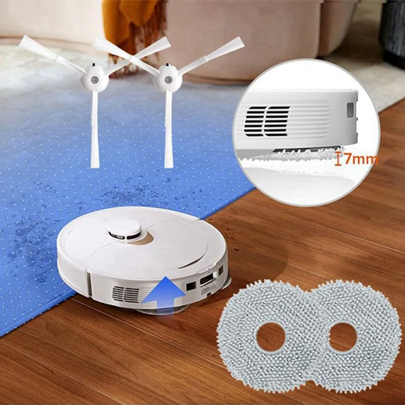 ชุดอุปกรณ์เสริมอะไหล่19ชิ้นสำหรับ roborock Q Revo/roborock P10 A7400RR หุ่นยนต์ดูดฝุ่นแปรงด้านข้างหลักถุงแปรงฝุ่นแผ่นซับ