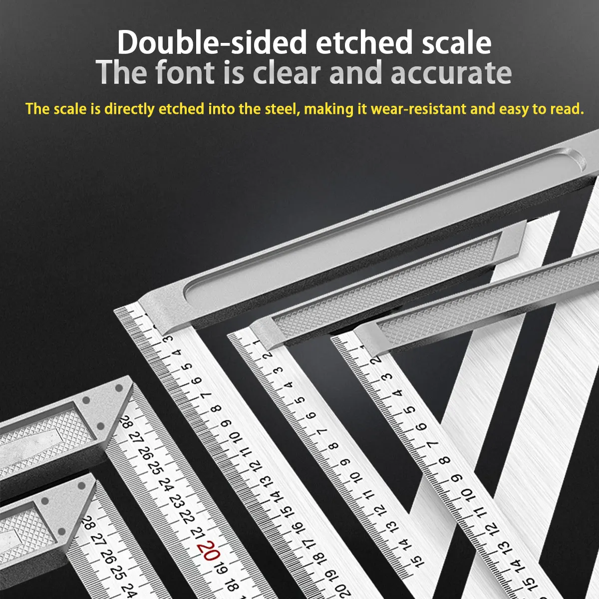 30/50cm Angle Square Ruler 90 Degree Right Angle Ruler 15/20/30cm Stainless Steel Triangle Ruler Woodworking Measuring Tool