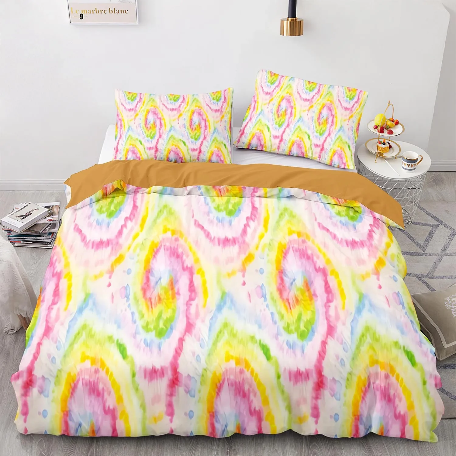 Tie Dye Duvet Cover Set Boho Psychedelic Bedding Set for Kids Boys Girls Teens Bohemian Gypsy Full Comforter Cover Exotic Spiral