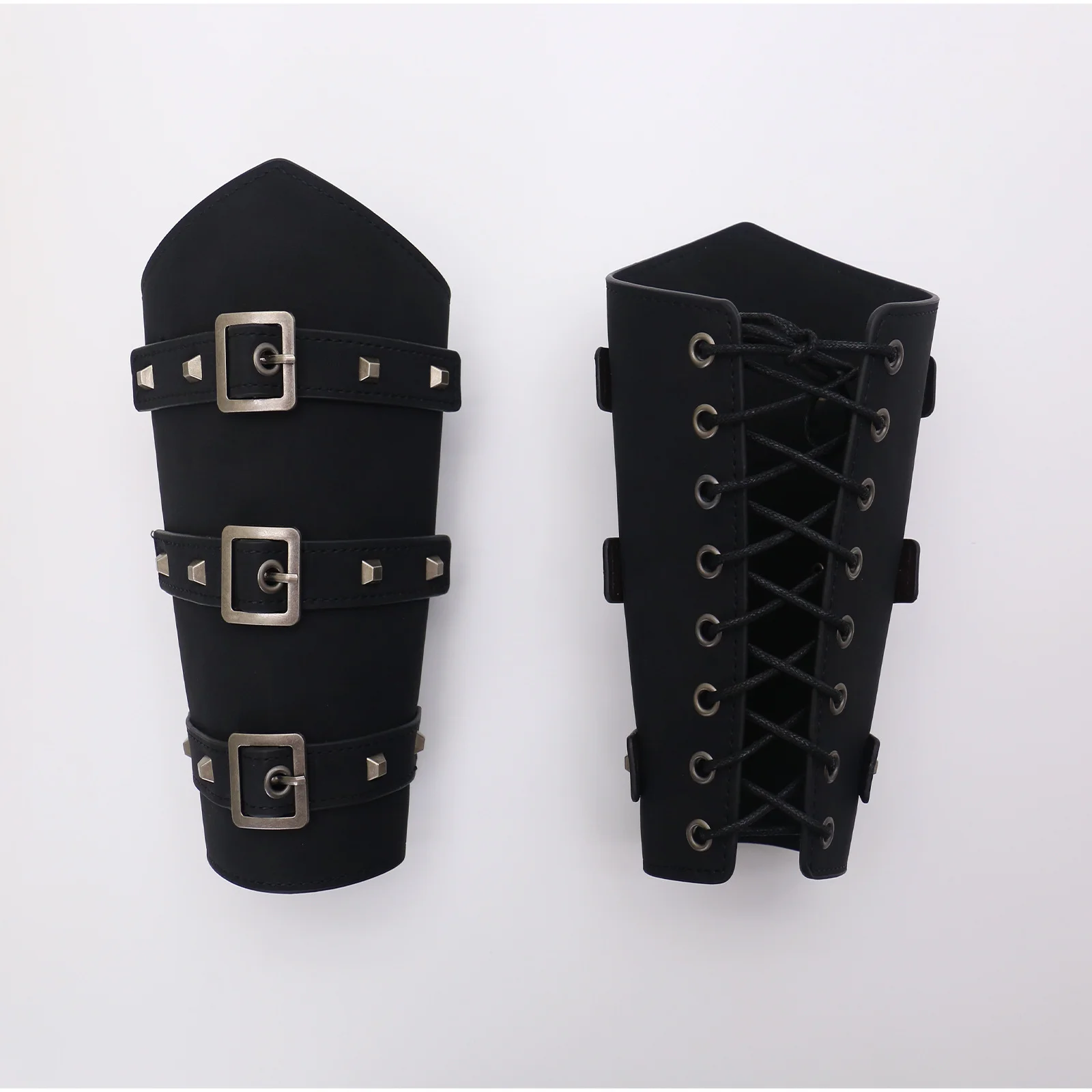 Middle Ages Man Leather Wrist Guard Retro Punk and Herringbone Wrist Guard Carnival Cosplay Costume Accessories Arm Guards