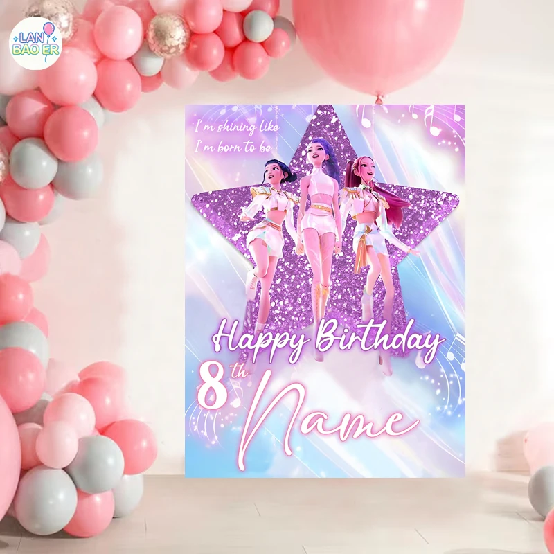 Kpop Birthday Princess Castle Backdrop Party Name Ages Customizable Banner Background Personalized 7th 6th10th Birthday Backdrop