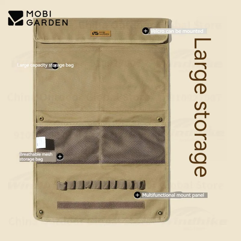 MOBI GARDEN 409g Portable Storage Bag Multifunctional Canvas Arrangement Bag Can Hang Sundries Tableware Bag Camping Equipment